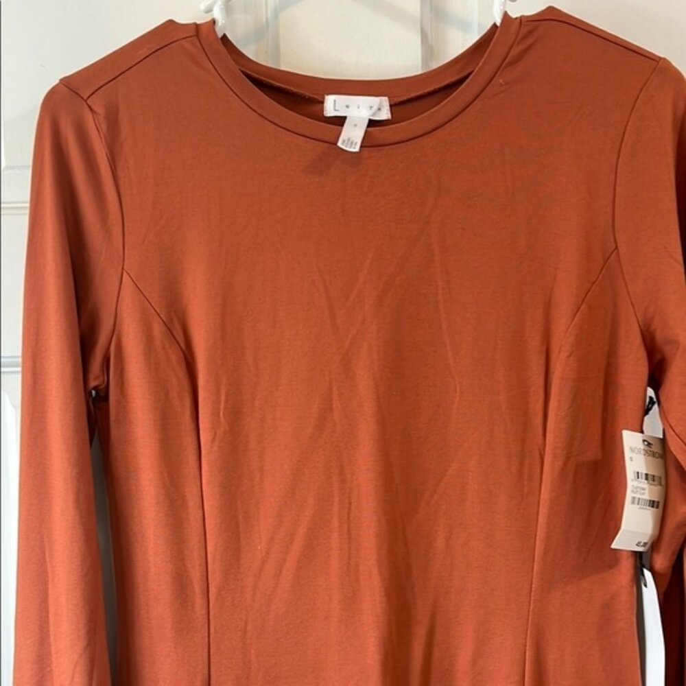 NWT Leith Lightweight Rust Clay Long Sleeve Mini Dress - Size Small - Picture 5 of 10